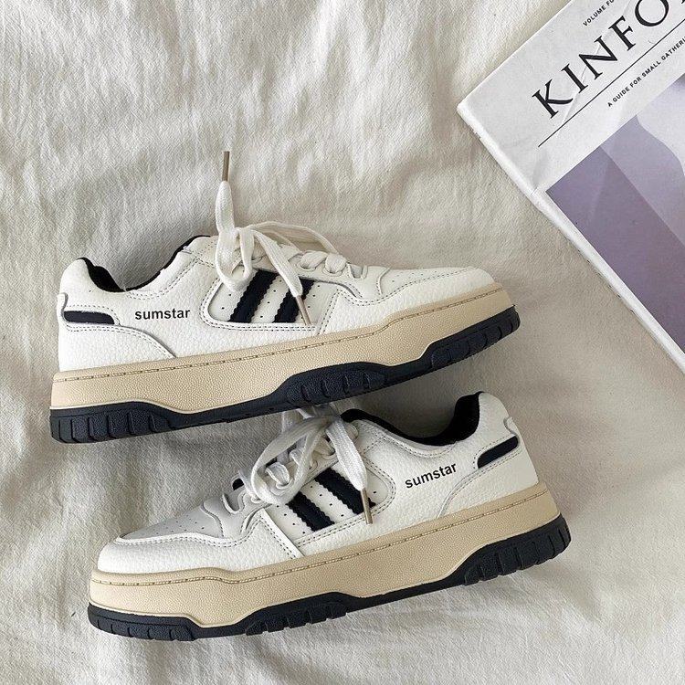 复古百搭德训板鞋女款2025春季新款学生厚底小白鞋软底轻便运动鞋,女鞋,时尚休闲鞋,淘宝优惠券,粉丝福利购,淘宝优惠卷