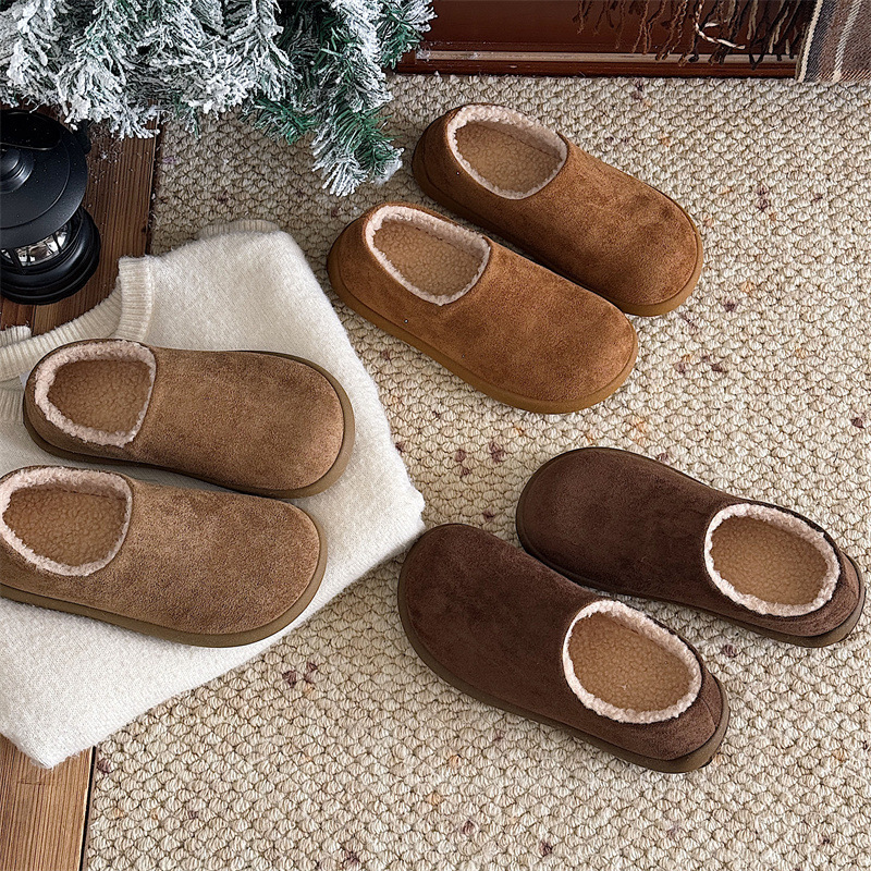 复古小个子棕色厚底加绒勃肯鞋女2025新款冬季保暖外穿防滑毛毛鞋