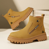 秋男鞋 靴2025新款 休闲大黄切尔西靴男 高帮英伦风工装 马丁靴男款