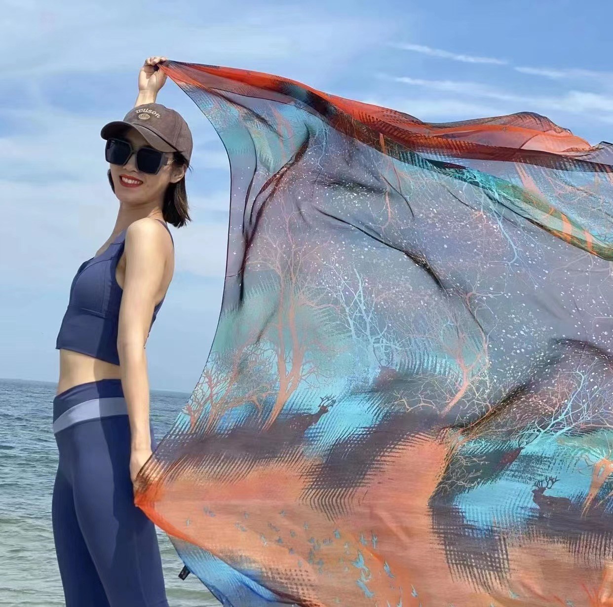 薄纱海边度假防晒丝巾披肩女款2023新款沙滩裙旅游民族风纱巾围巾