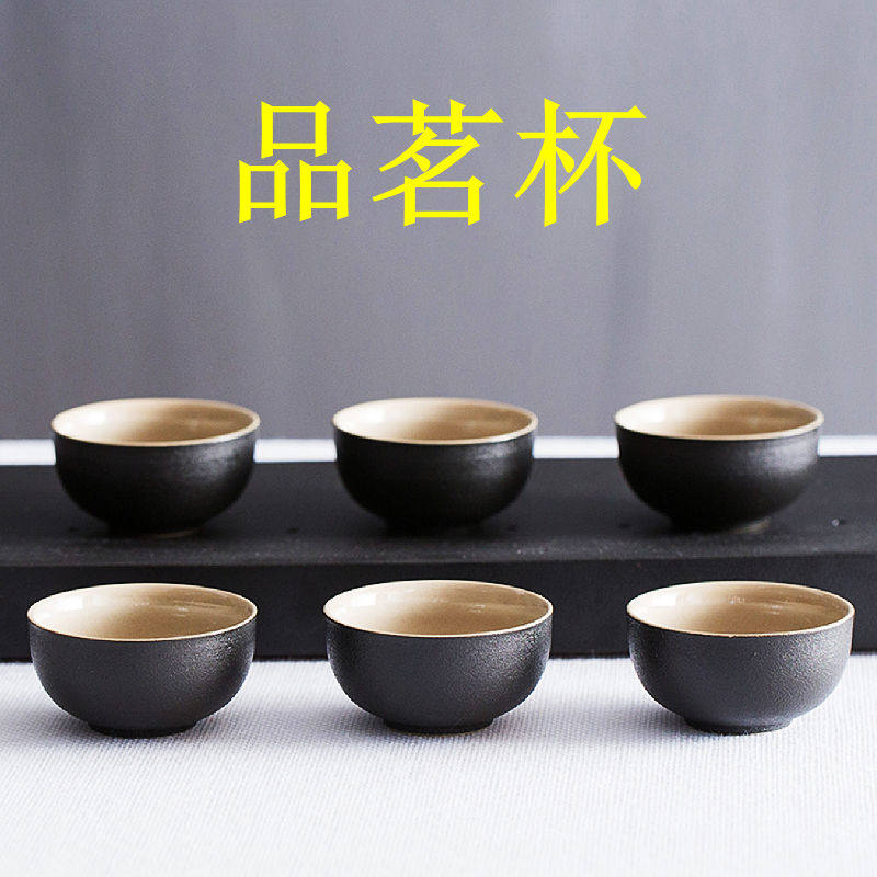 黑陶小茶杯品茗杯陶瓷功夫茶具个人杯单杯简约家用主人杯喝茶杯