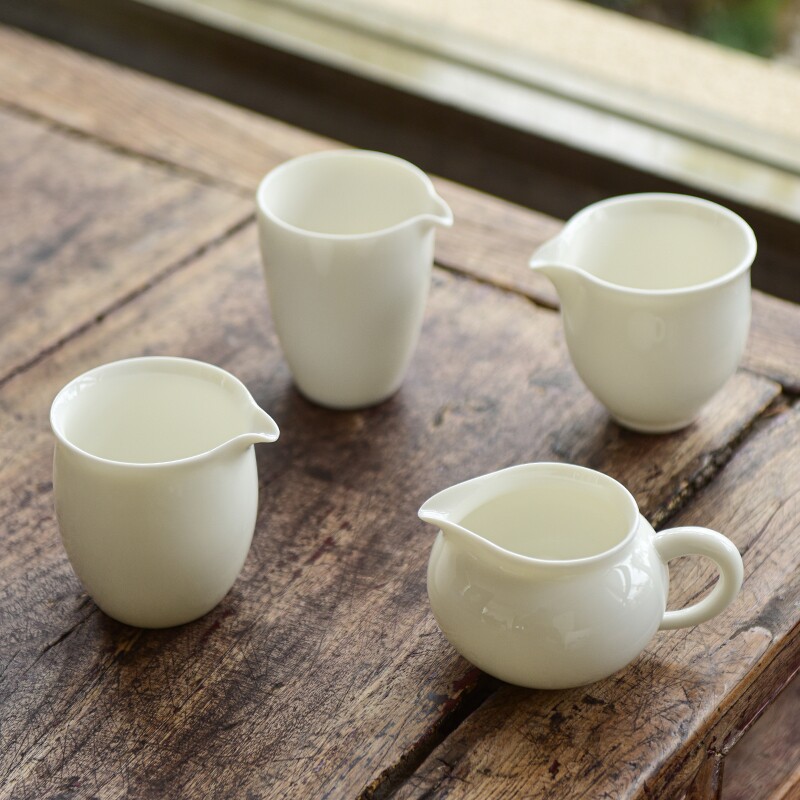 公道杯茶海分茶器匀杯功夫茶具纯白陶瓷茶滤茶道配件羊脂玉白瓷