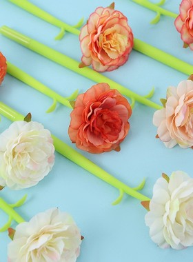 学生韩版ZF2186蔷薇花硅胶中性笔玫瑰花创意个性黑色笔学生签字笔