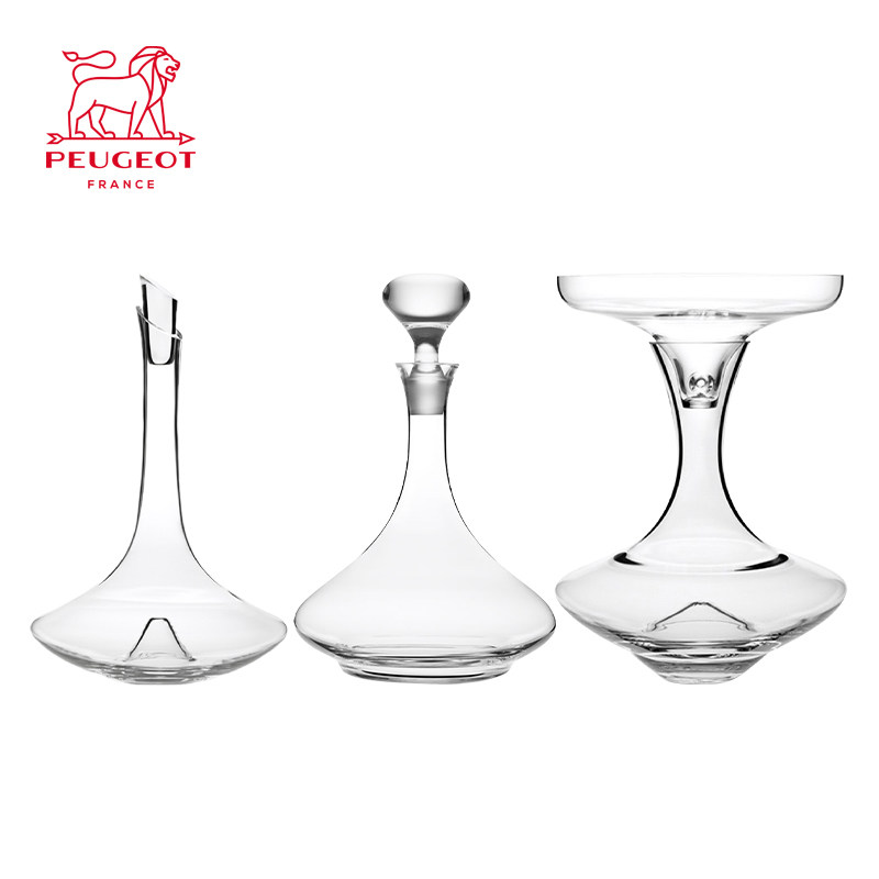 法国Peugeot标致水晶玻璃家用带盖高档红酒醒酒器葡萄酒分酒器