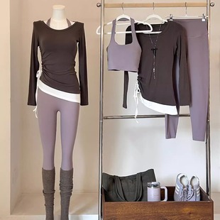 ZUERS 撞色抽绳长袖灰紫套装2511D6