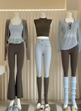 祖儿兔兔·拼纱花边背心bra月白蓝瑜伽服套装2601D29