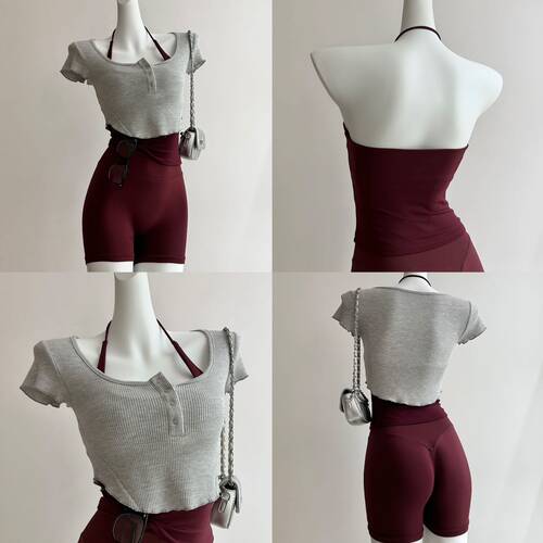 祖儿兔兔·摩登少女灰红瑜伽服套装2605D9