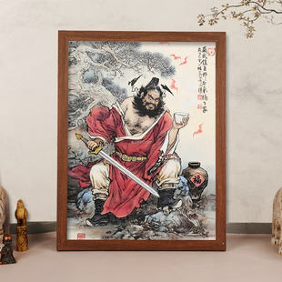 钟馗镇宅图画像挂画伏魔图相框摆台办公室桌面神像摆件客厅供奉画