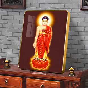 高清南无阿弥陀佛佛像画立架式桌面摆台画像结缘供奉水晶版摆件