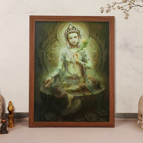 绿度母“佛像画像挂画唐卡摆台画