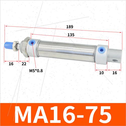 不锈钢迷你气缸 MA 16/20/25X25/50/75/100/125/150/200/300-S-CA
