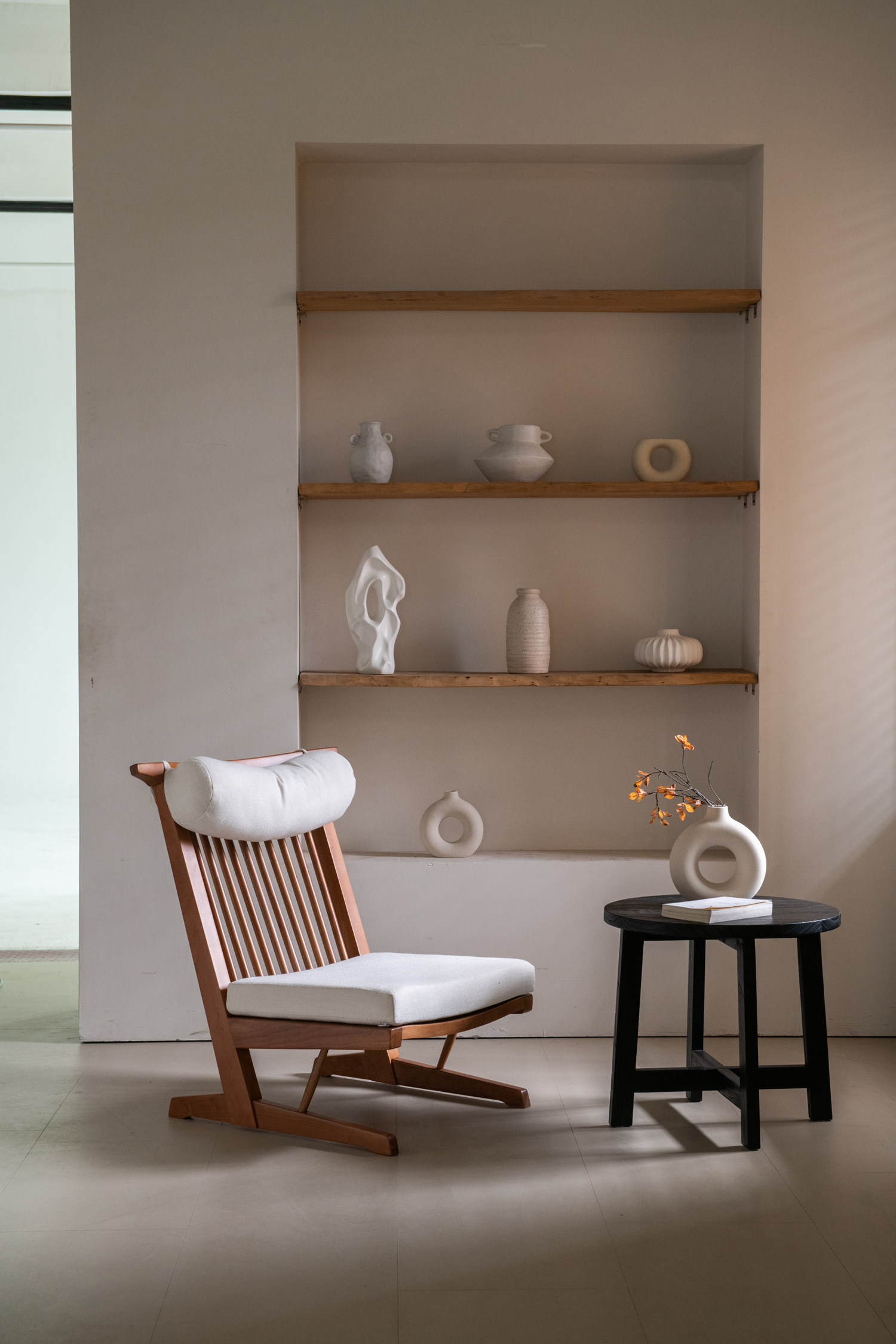 中岛乔治躺椅实木高背沙发日式侘寂风阳台休闲椅中古复刻民宿家具