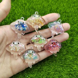 夜光海洋系列魔鬼鱼有孔吊坠 diy手机美容钥匙扣耳环发卡头绳配件