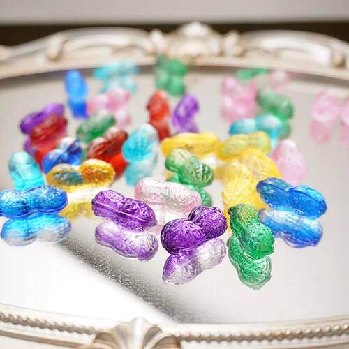 水晶迷你七彩小花生客厅琉璃花生摆件寓意早生贵子婚庆客厅装饰品