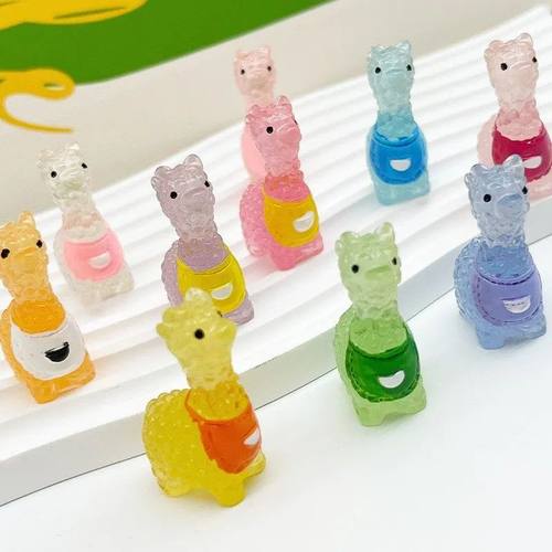 可爱夜光小羊驼 diy饰品奶油胶小夜灯桌面创意摆件钥匙扣挂件