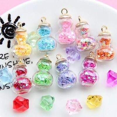 葫芦形夜光水晶玻璃球五角星亮片发饰耳环手链diy儿童节手工配件