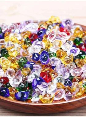 招财水晶黄色小元宝彩色元宝摆件佛堂节日造景花盆装饰元宝水晶