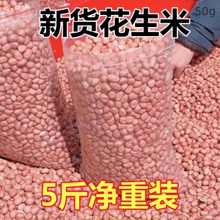 【现货5斤】人工精选白沙花生米新货无壳粉皮新鲜大粒榨油花生仁