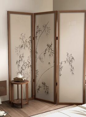 中式宋代美学实木乔其纱屏风定制