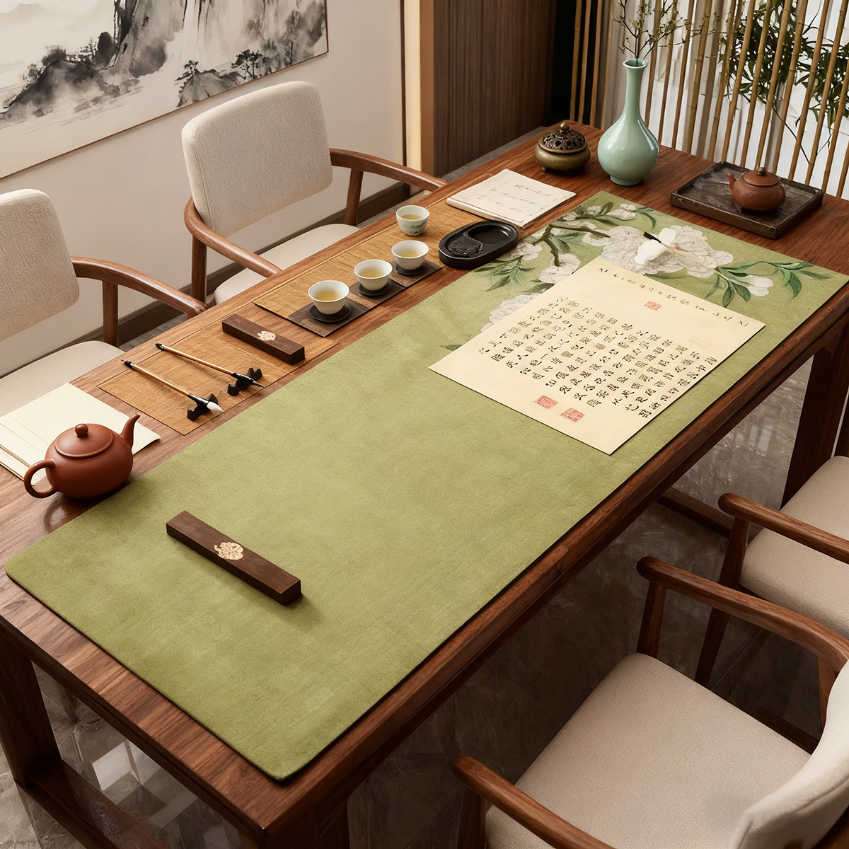 新中式毛毡垫书法垫毛笔字书桌垫文房四宝垫布写字书画垫练字桌布