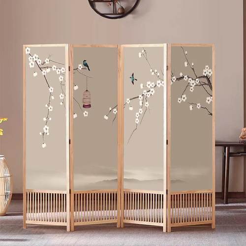 实木屏风宋代美学可移动家用新款