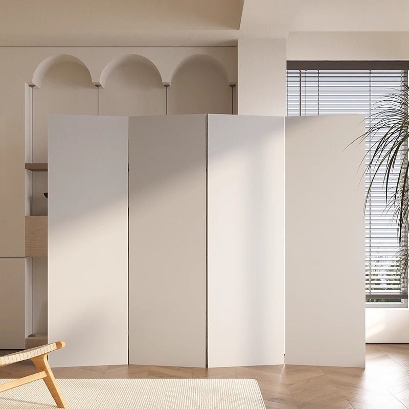 纯白折叠屏风隔断客厅家用遮挡床办公室简约现代移动卧室入门板墙