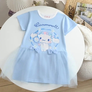 玉桂狗儿童2025新女童连衣裙大耳狗薄公主裙cinnamoroll爱网纱裙