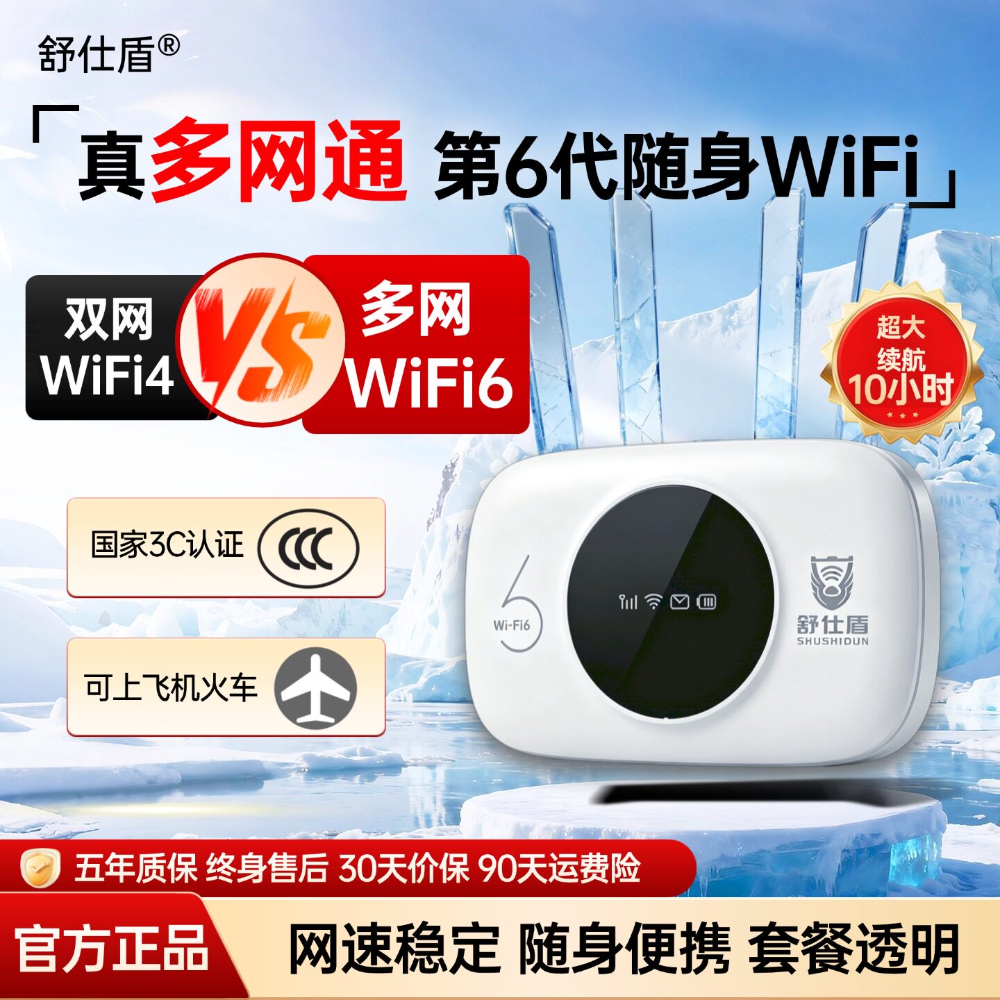 舒仕盾卡片款随身wifi三网移动便携式纯流量上网卡4g免插卡流量全国通用热点车载插卡手机上网宝网络宿舍网课