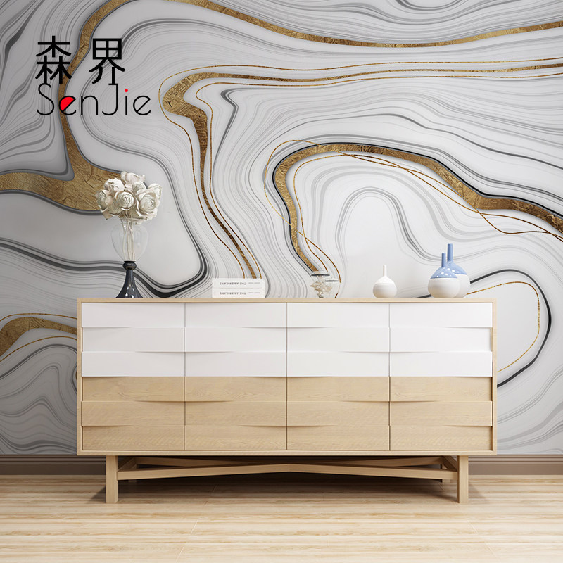 墙壁纸抽象现代艺术简约卧室墙布床头客厅卧室墙纸北欧线条风轻奢