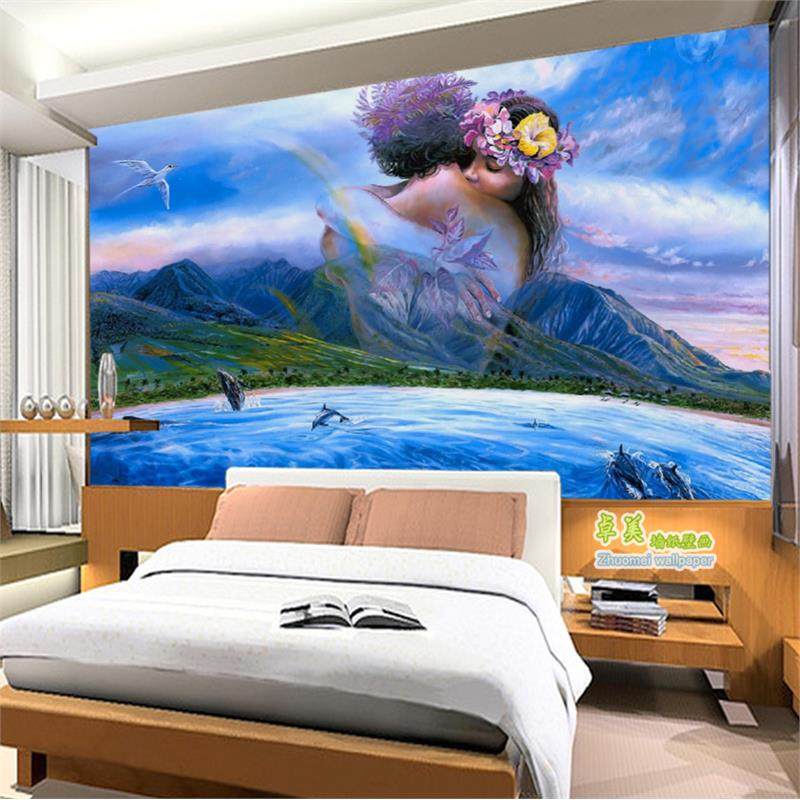 情侣墙纸主题酒店宾馆ktv背景墙布壁画浪漫求婚房卧室床头壁纸3d