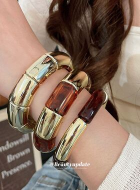 美拉德复古亚克力方形拼接手链欧美礼物时尚小众手环轻奢气质手饰