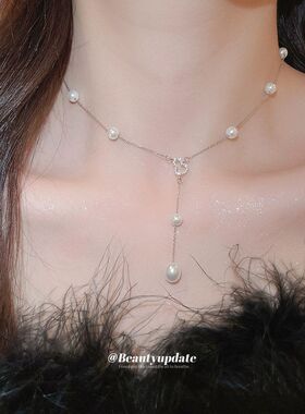 法式锆石葫芦珍珠项链简约时尚