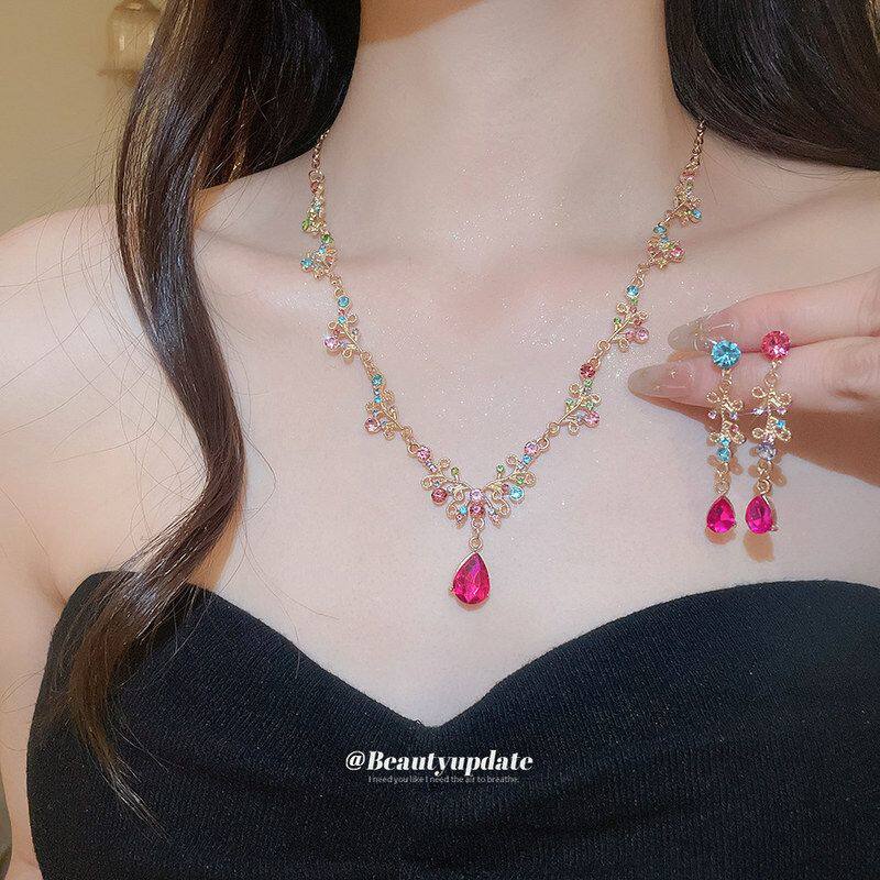 爆款礼物韩版头箍新娘头饰三件套婚纱配饰项链皇冠耳环水钻平价