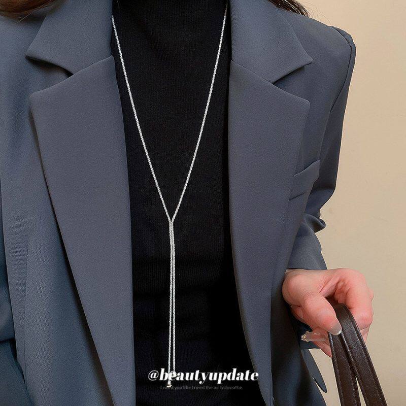 韩系冷淡风金属流苏项链个性小众潮流百搭毛衣链轻奢高级感颈链女