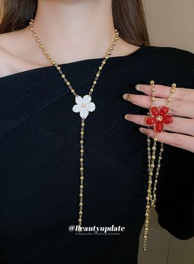 欧美轻奢甜酷ins风金属滴油花朵