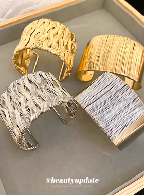 欧美冷淡风麻花交织手镯简