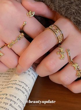 真金电镀滴油小马开口戒指本命年