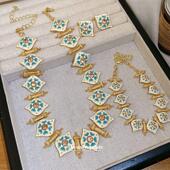 中古镶钻菱形爱心手链项链耳环时尚 设计感小众饰品女 气质首饰套装