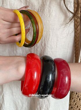 树脂圆形晕染时尚手镯多巴胺小