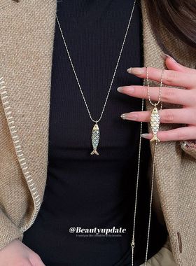 不锈钢滴油小鱼项链欧美礼物轻奢