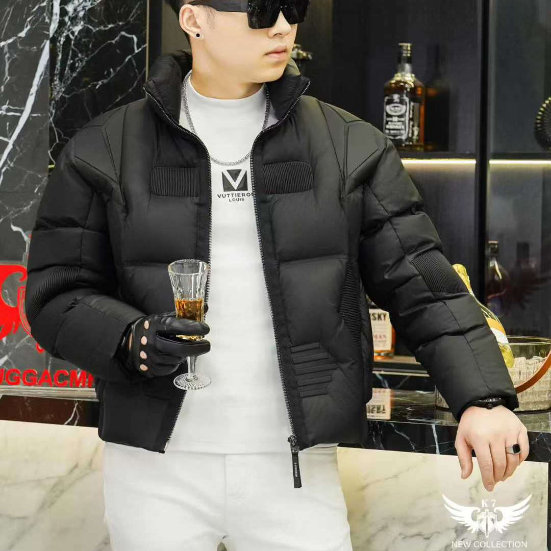 2025冬季新款潮牌高端白鸭绒外套男士立领拼料宽松加厚保暖羽绒服