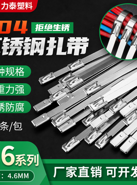 304不锈钢扎带自锁4.6MM电线桥架船舶金属束线绑带船用室外抗氧化