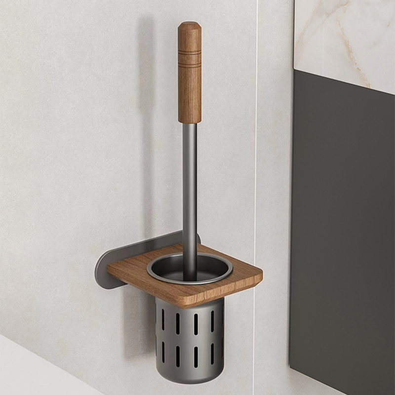 cmeo胡桃木马桶刷厕所厕刷置物架免打孔卫生间壁挂家用收纳无死角