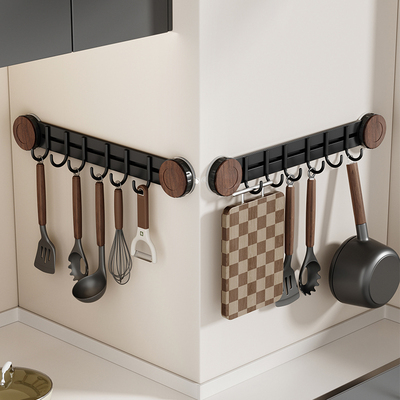 cmeo吸盘厨房挂钩厨房置物架挂杆锅铲勺子一排挂架壁挂式收纳层架