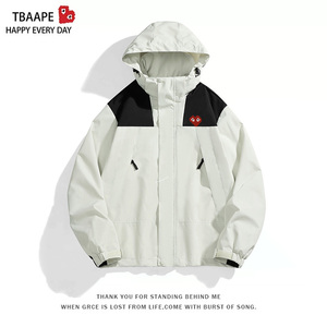 TBAAPEPLAY日系复古连帽冲锋衣外套男春秋季户外运动情侣登山服