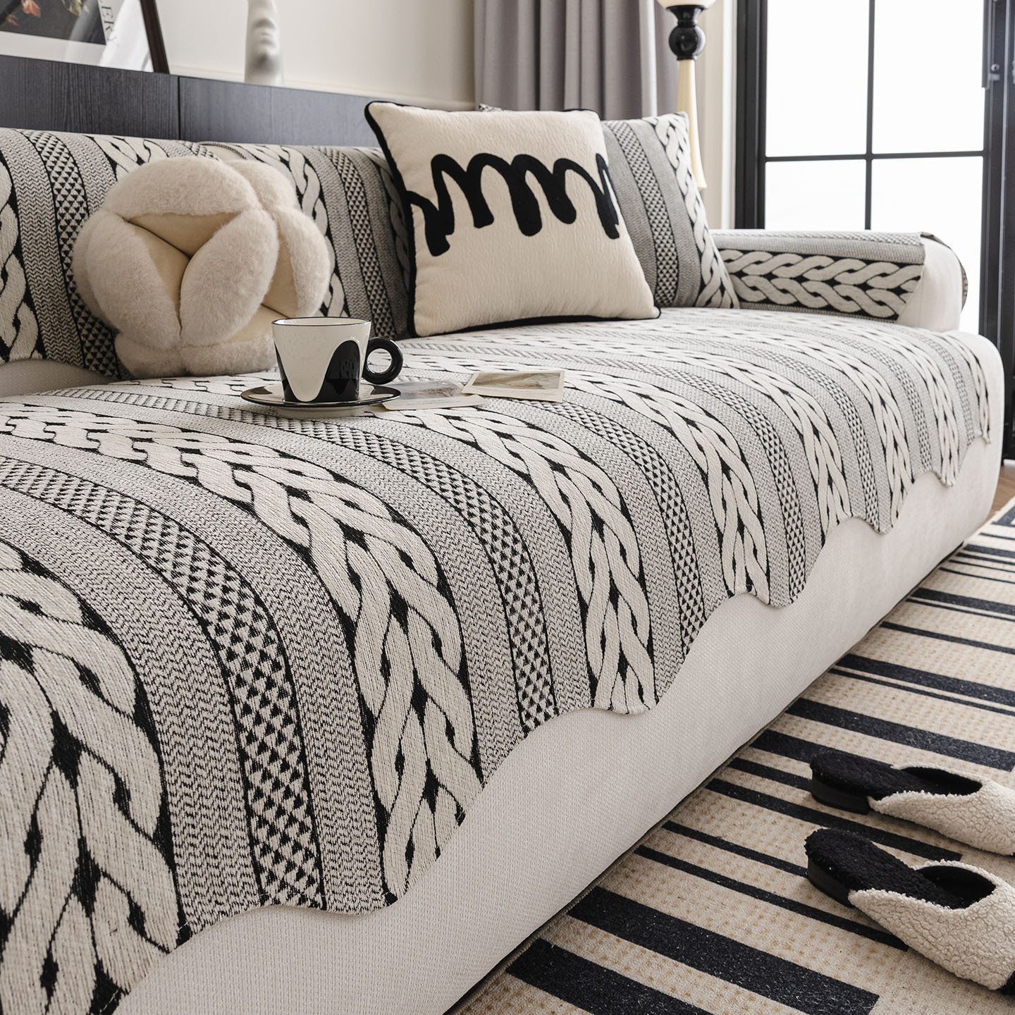 北欧风异形雪尼尔沙发垫2025新款四季通用一整张全盖防滑沙发罩套