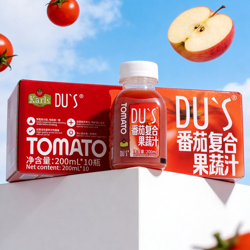杜氏100%果蔬汁饮料番茄汁无添加蔗糖0脂肪儿童果蔬汁200ml*10瓶