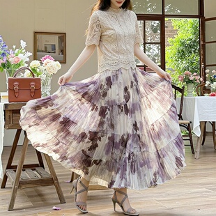 宽松显瘦波西米亚大摆裙 时尚 田园清新百搭碎花半身裙女 早春新款