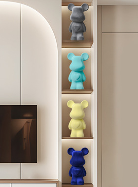 植绒暴力熊摆件轻奢高档客厅酒柜电视柜展示柜餐边柜直播间装饰品