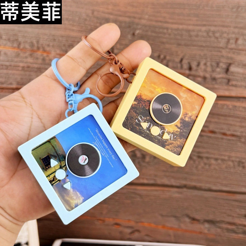 创意录音迷你唱片cd盒专辑钥匙扣精致娃娃机可录音趣味音乐盒挂件